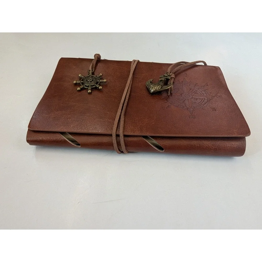 Vintage Nautical Spiral Notebook Refillable Leather Writing Journal Notebook